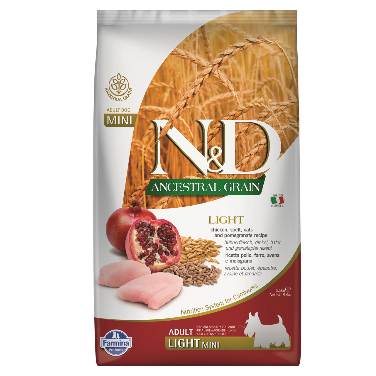 N&D Ancestral Grain Chicken Pomegranate LIGHT MINI 2.5kg
