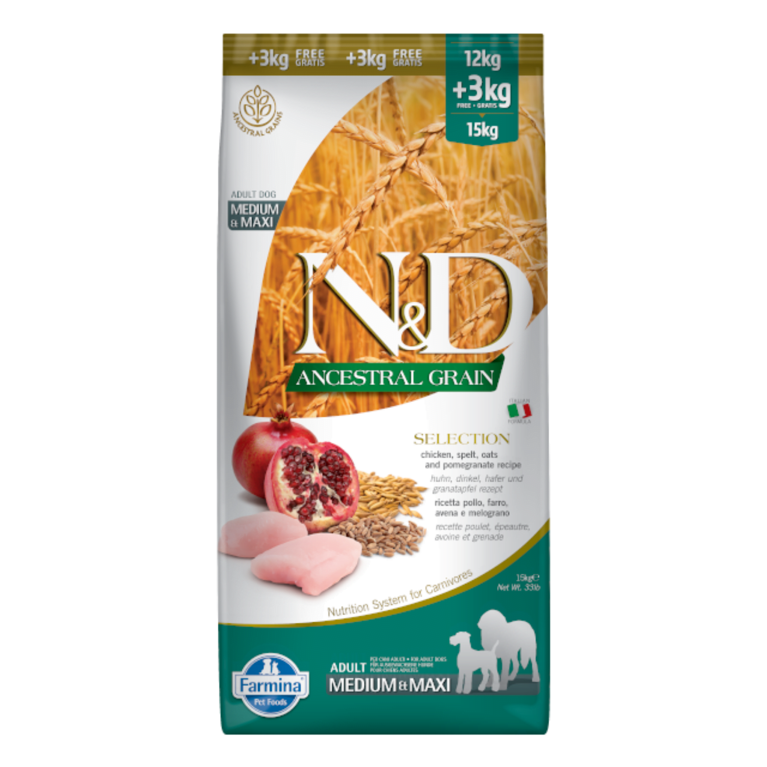 N&D Ancestral Grain Selection Chicken & Pomegranate Adult Medium&MAXI