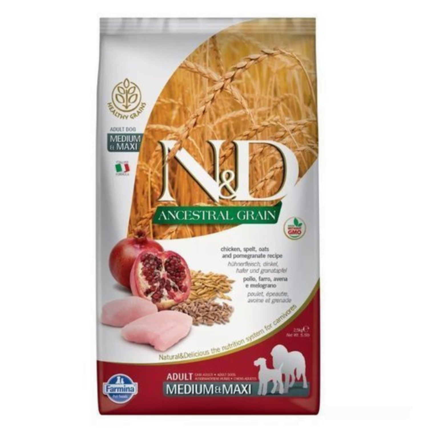 N&D Ancestral Grain dog Chicken pomegranate Adult Medium & Maxi 12kg