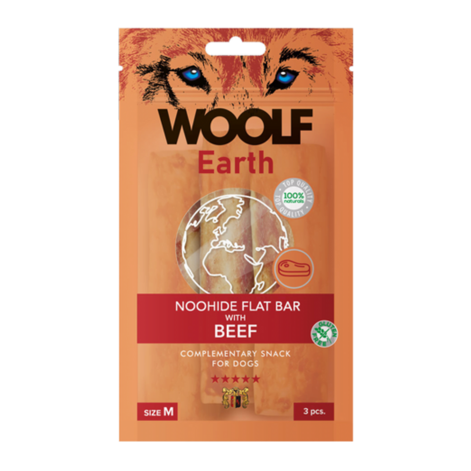 Woolf Earth Noohide M Flat Bar 90g dla średnich psów - wołowina