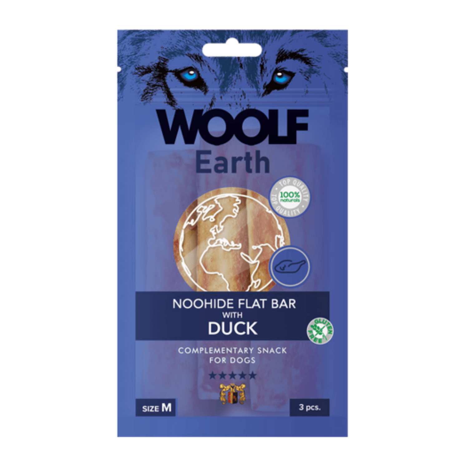 Woolf Earth Noohide M Flat Bar 90g dla średnich psów - kaczka