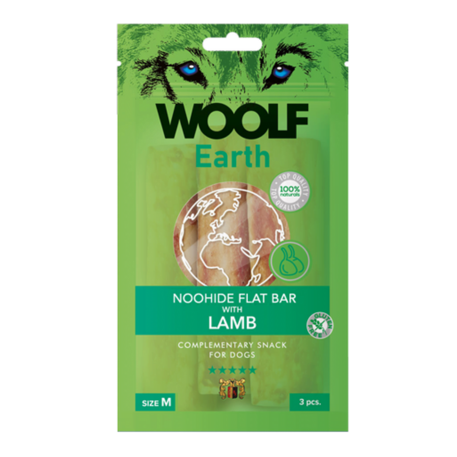 Woolf Earth Noohide M Flat Bar 90g dla średnich psów - jagnięcina