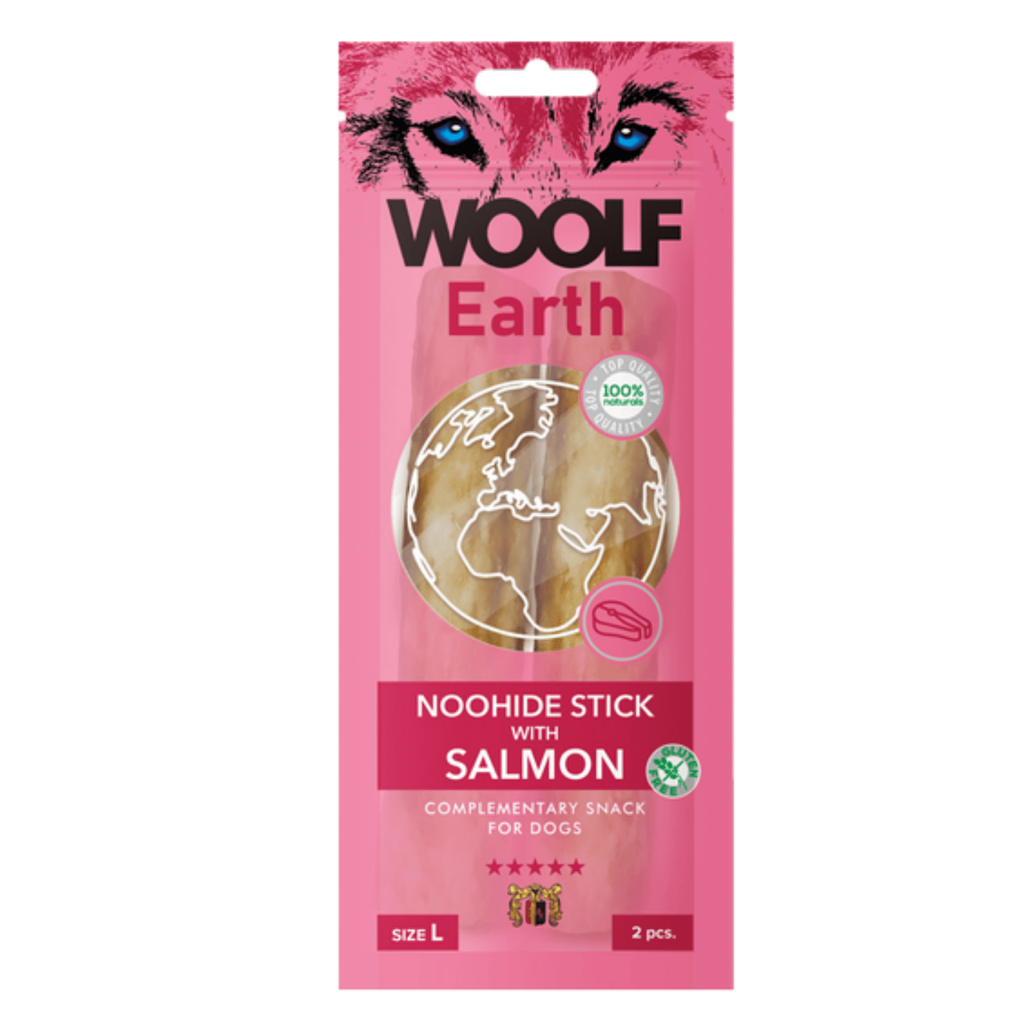 Woolf Earth Noohide Stick 85g dla dużych psów - łosoś