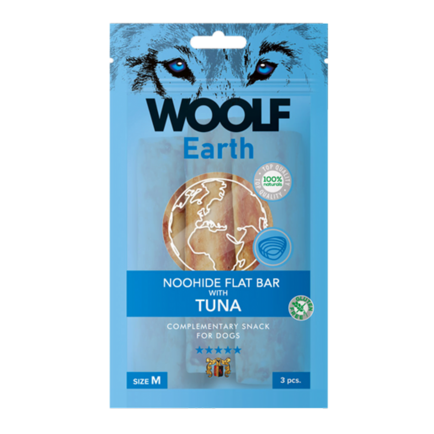 Woolf Earth Noohide M Flat Bar 90g dla średnich psów - tuńczyk