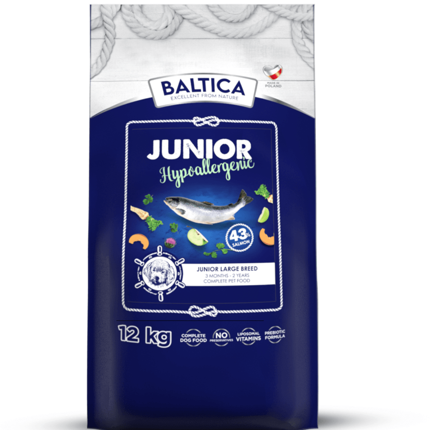 Baltica Junior Salmon Hypoallergenic M/L 12kg - 30 dni